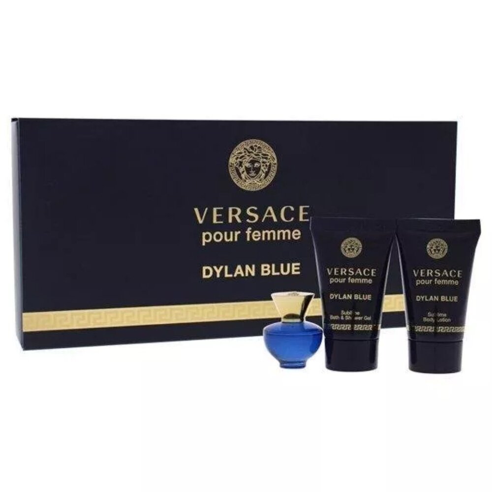 Versace Pour Femme Dylan Blue 5ml Parfum 25ml Body Lotion 25ml Shower Gel 3 PC